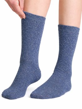 Calzini Donna in Cotone Bio "Bottonato" - Blu - 1