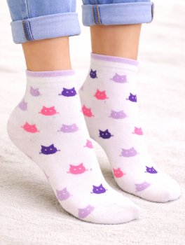 Calzini Donna in Cotone Bio Fantasia Gattino - 2