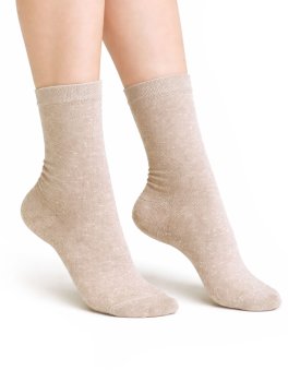 Calzini Donna in Cotone Bio "Bottonato" - Panna - 1