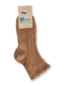 Calzini Donna in Lana Merinos con Ricamo "Vega" - Cammello - 2