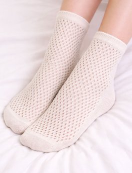 Calzini Donna Traforati in Lana Merino e Cotone Bio - Panna - 2