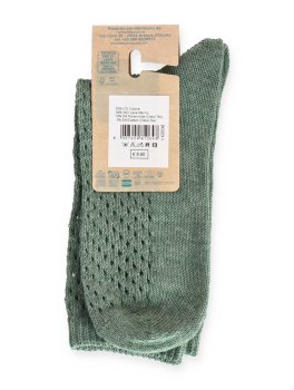 Calzini Donna Traforati in Lana Merino e Cotone Bio - Verde - 3