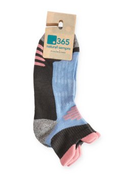 Calzini in Cotone Bio Trekking 4T Polisportiva -  Antracite, Azzurro e Rosa - 2