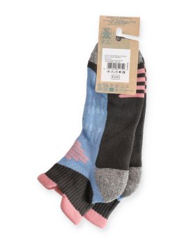Calzini in Cotone Bio Trekking 4T Polisportiva -  Antracite, Azzurro e Rosa - 3