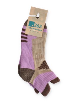 Calzini in Cotone Bio Trekking 4T Polisportiva - Lilla, Beige, Marrone - 2