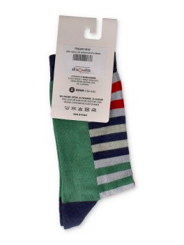 Calzini in Cotone Biologico a Righe Indaco - Taglia 35-38 - 2