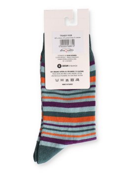 Calzini in Cotone Biologico Multistripes Blu Oceano - 4