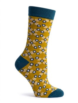 Calzini in Cotone Biologico Floral Senape - Taglia 35-38 - 1