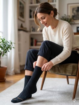 Calzini in Cotone Biologico Links con Greca - Blu - 4