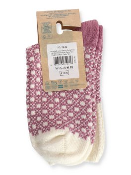 Calzini Jacquard Donna in Lana Merinos "Tessea" - Panna E Rosa - Taglia 39/42 - 3