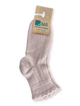 Calzini Medi Donna in Lana Merinos con Ricamo "Vega" - Beige - 2