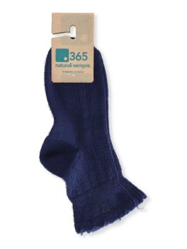 Calzini Medi Donna in Lana Merinos con Ricamo "Vega" - Bluette - 2