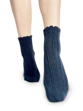 Calzini Medi Donna in Lana Merinos con Ricamo "Vega" - Jeans 39/42 - 1