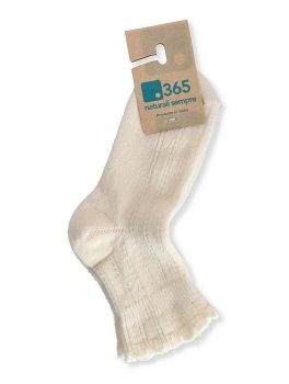 Calzini Medi Donna in Lana Merinos con Ricamo "Vega" - Panna - 2