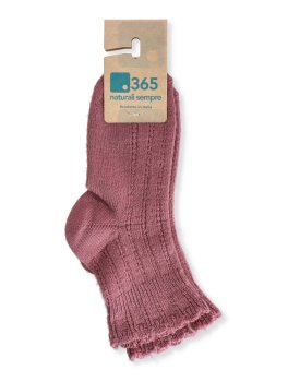 Calzini Medi Donna in Lana Merinos con Ricamo "Vega" - Rosa Antico - 2