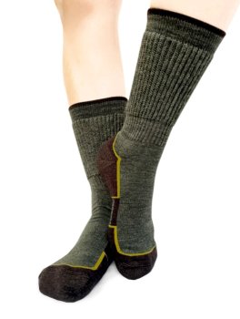 Calzini Medi in Lana Merinos "Termotecnica" - Verde e Nero - 1