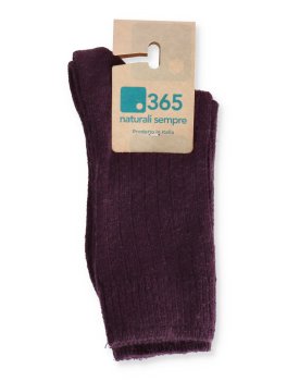Calzini Medi Uomo a Coste in Lana Merinos "Colombo" - Amaranto - 2