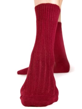 Calzini Medi Uomo a Coste in Lana Merinos "Colombo" - Bordeaux - 1