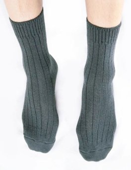 Calzini Medi Uomo a Coste in Lana Merinos "Colombo" - Jeans - 1