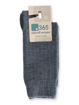 Calzini Medi Uomo a Coste in Lana Merinos "Colombo" - Jeans - 2