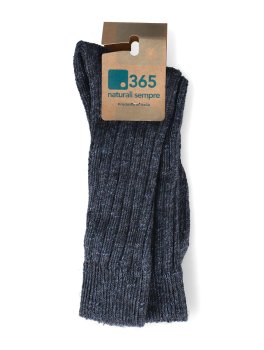 Calzini Uomo a Costa in Cotone e Lino - Blu - 2