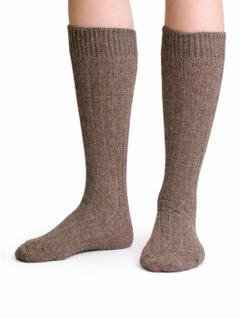 Calzini Uomo a Costa in Cotone e Lino - Moka - 1