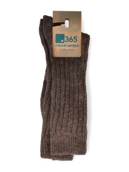 Calzini Uomo a Costa in Cotone e Lino - Moka - 2