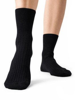 Calzini Uomo in Cotone a Coste con Polso Inglese - Nero - 1