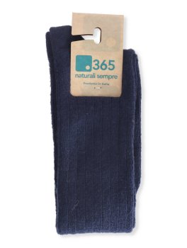 Calzino Corto Uomo Confort a Coste in Lana Merinos Extra Fine "Colombo" - Blu - 2