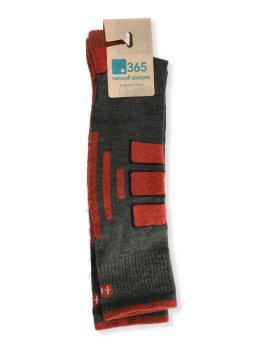 Calzino Gambaletto Trekking in Lana Merinos Extra Fine - Arancio e Grigio - 3