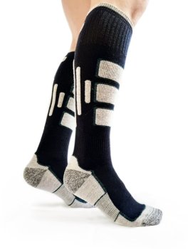 Calza Gambaletto Trekking in Lana Merinos Extra Fine- Nero e Grigio - 1