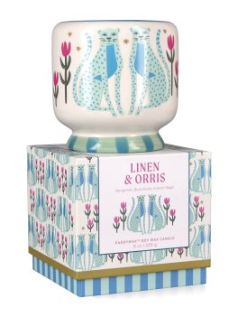 Candela in Ceramica "A Dopo" Blue Cheetahs - Linen e Orris - 2