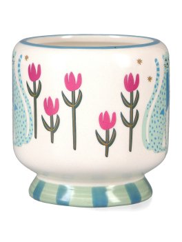Candela in Ceramica "A Dopo" Blue Cheetahs - Linen e Orris - 3