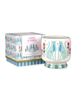Candela in Ceramica "A Dopo" Blue Cheetahs - Linen e Orris - 4
