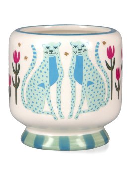 Candela in Ceramica "A Dopo" Blue Cheetahs - Linen e Orris - 1