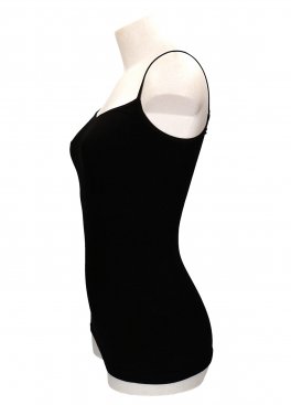 Canotta Spalla Fine in Fibra di Bambù e Ricino - Basic Nera - 3