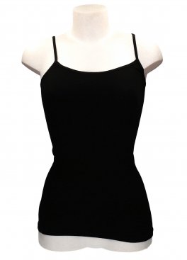 Canotta Spalla Fine in Fibra di Bambù e Ricino - Basic Nera - 1