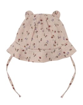 Cappellino da Sole in Mussola con Orecchie da Orso - Pink Flowers - 2