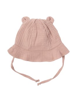 Cappellino da Sole in Mussola con Orecchie da Orso - Pink Sand - 1