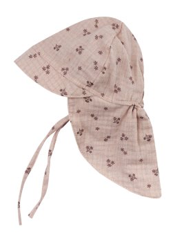 Cappellino da Sole in Mussola con Paracollo - Pink Flowers - 2