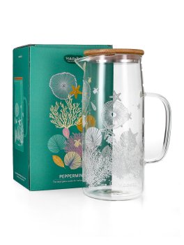 Caraffa in Vetro con Tappo in Legno "Protect the Sea" - Peppermint - 1