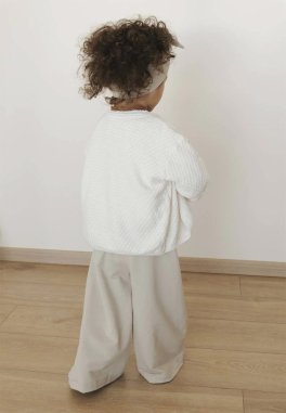 Cardigan a Maglia Bimba - Off White - 6m - 5