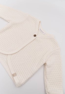 Cardigan a Maglia Bimba - Off White - 6m - 3