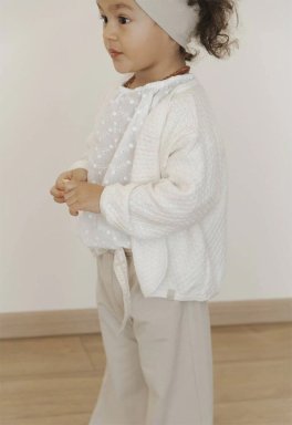 Cardigan a Maglia Bimba - Off White - 6m - 6