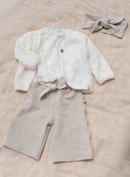 Cardigan a Maglia Bimba - Off White - 6m - 4