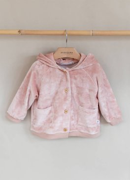 Cardigan in Velluto con Orecchie - Rosa Cipria - 3