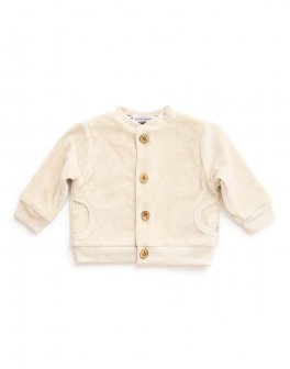 Cardigan Bimbo in Velluto - Avorio - 1