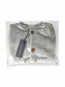 Cardigan Bimbo in Velluto - Grigio Ghiaccio - 2