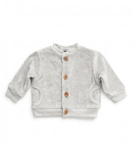 Cardigan Bimbo in Velluto - Grigio Ghiaccio - 1