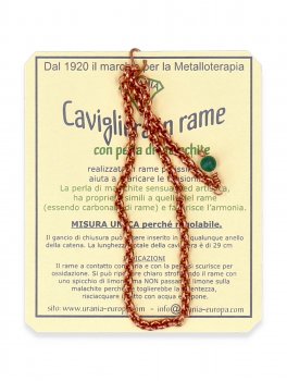 Cavigliera in Rame con Catena Fine e Perla di Malachite - 3